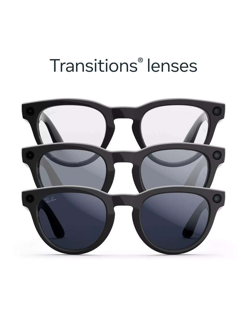 Meta Ray-Ban Headliner smart glasses Shiny Black Transitions - imported from the UK