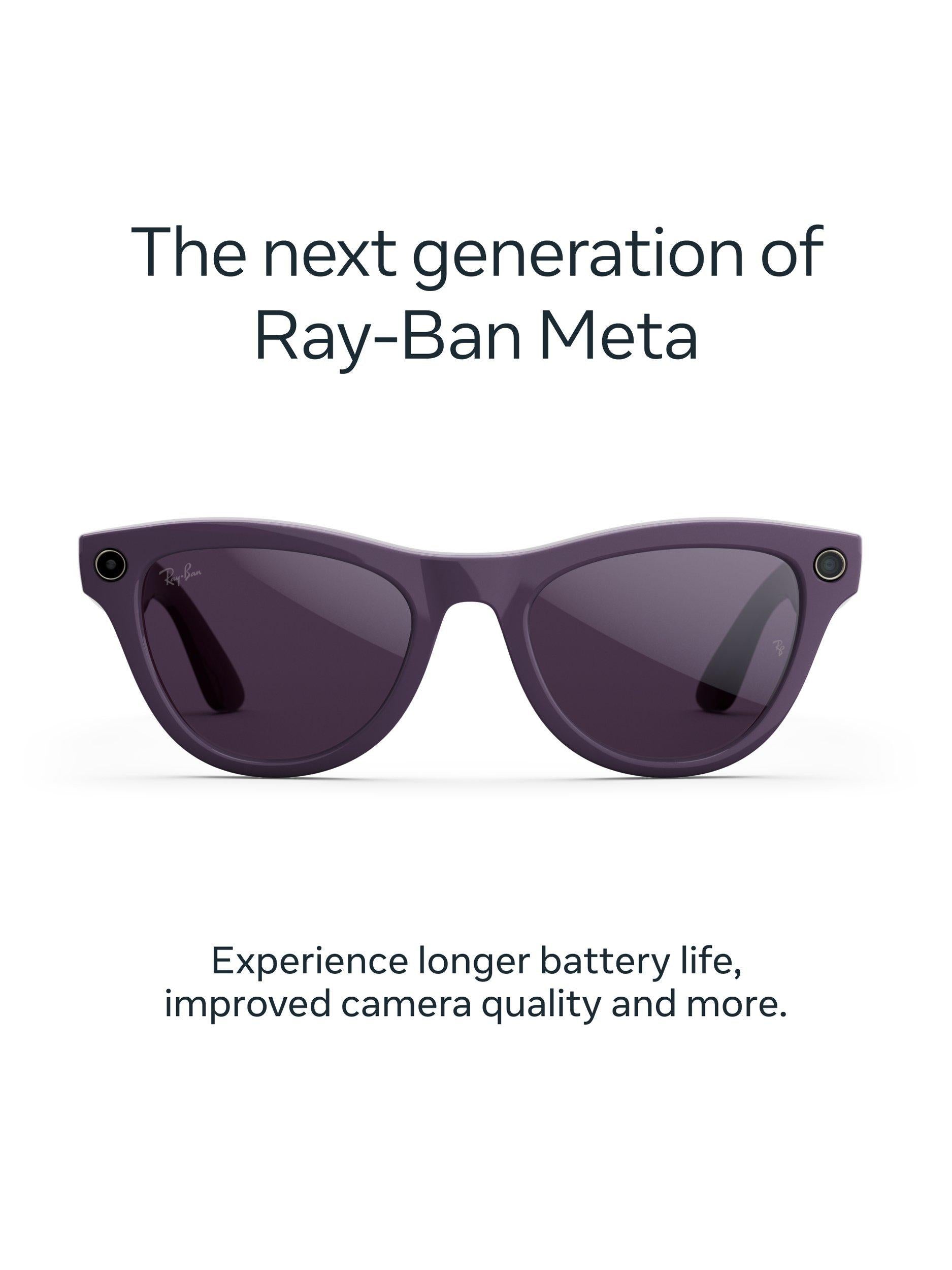 Meta smart glasses shiny aubergine clear to ruby transitions (British brand)