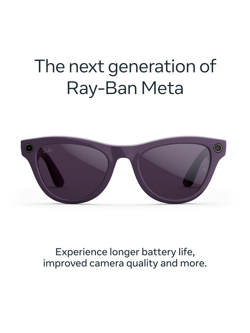 Meta smart glasses shiny aubergine clear to ruby transitions (British brand)
