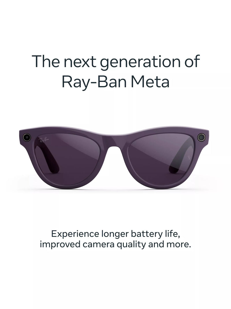 Meta smart glasses shiny aubergine clear to ruby transitions (British brand)
