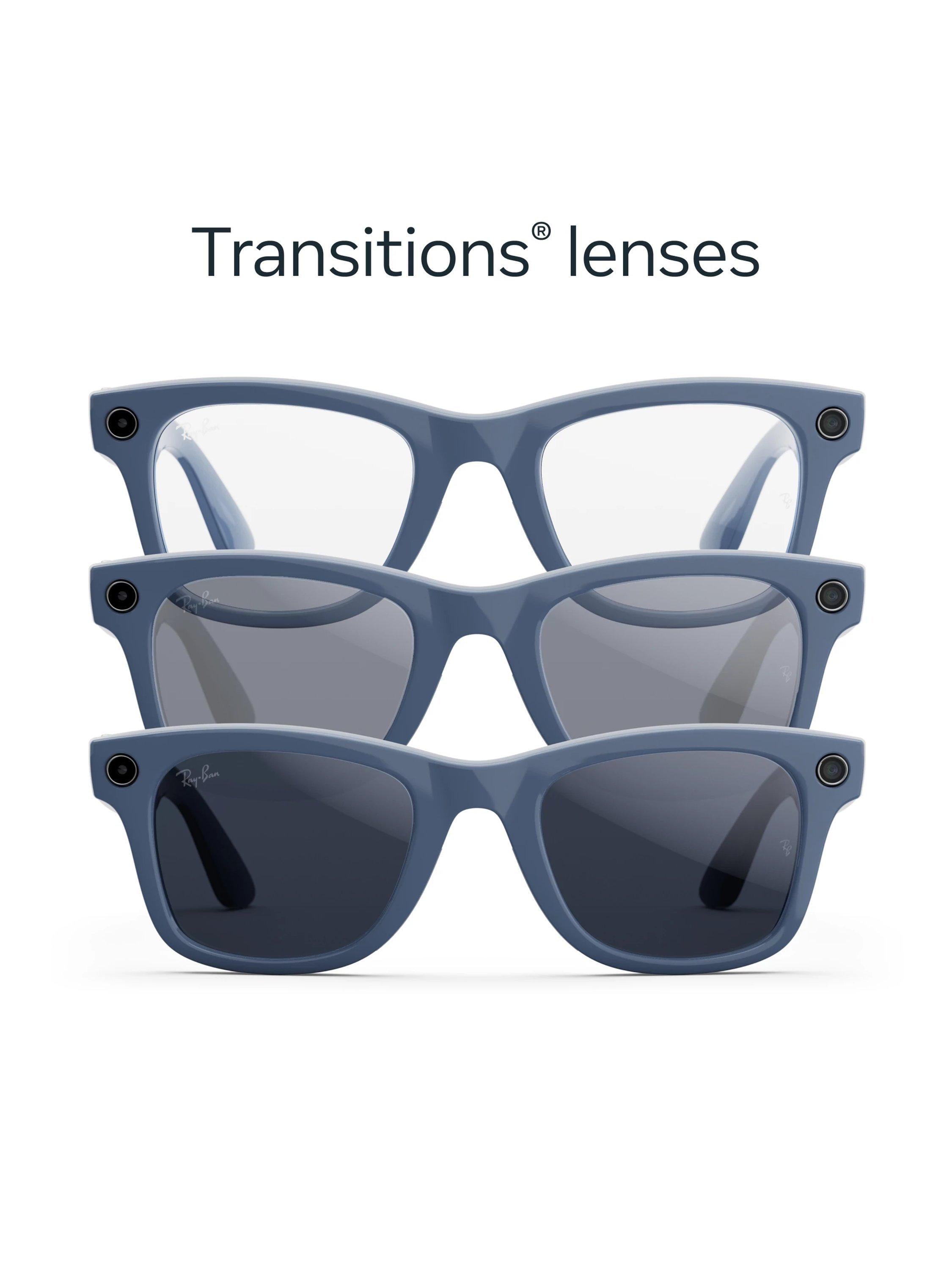 Ray-Ban Meta Wayfarer smart glasses shiny Stella Blue imported from the UK