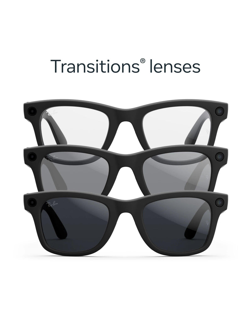 Meta smart glasses Matte Black Clear to Grey Transitions (British brand)
