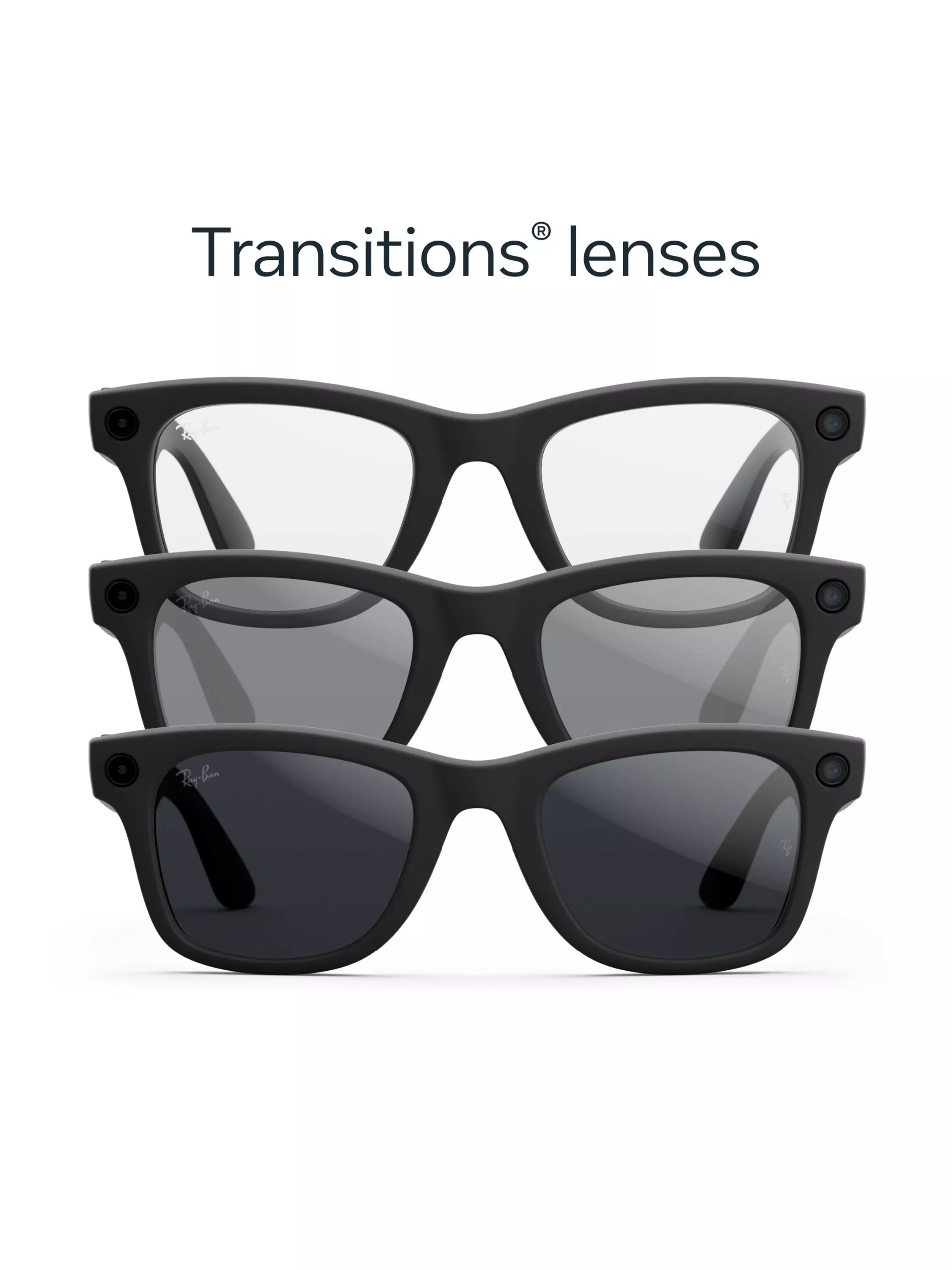 Meta smart glasses Matte Black Clear to Grey Transitions (British brand)