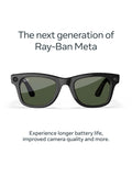 Meta Ray-Ban Wayfarer shiny black smart glasses with G15 green lens (British brand)