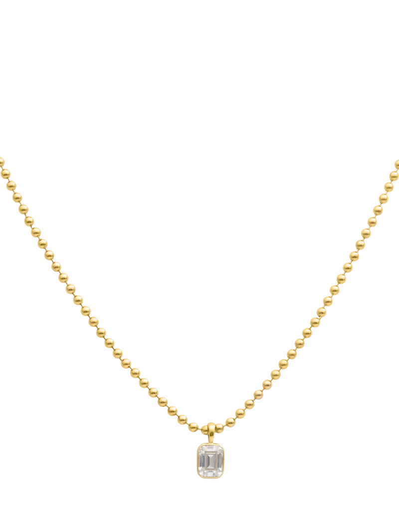LARNAUTI diamond pendant emerald cut solitaire 0.30ct (British brand)