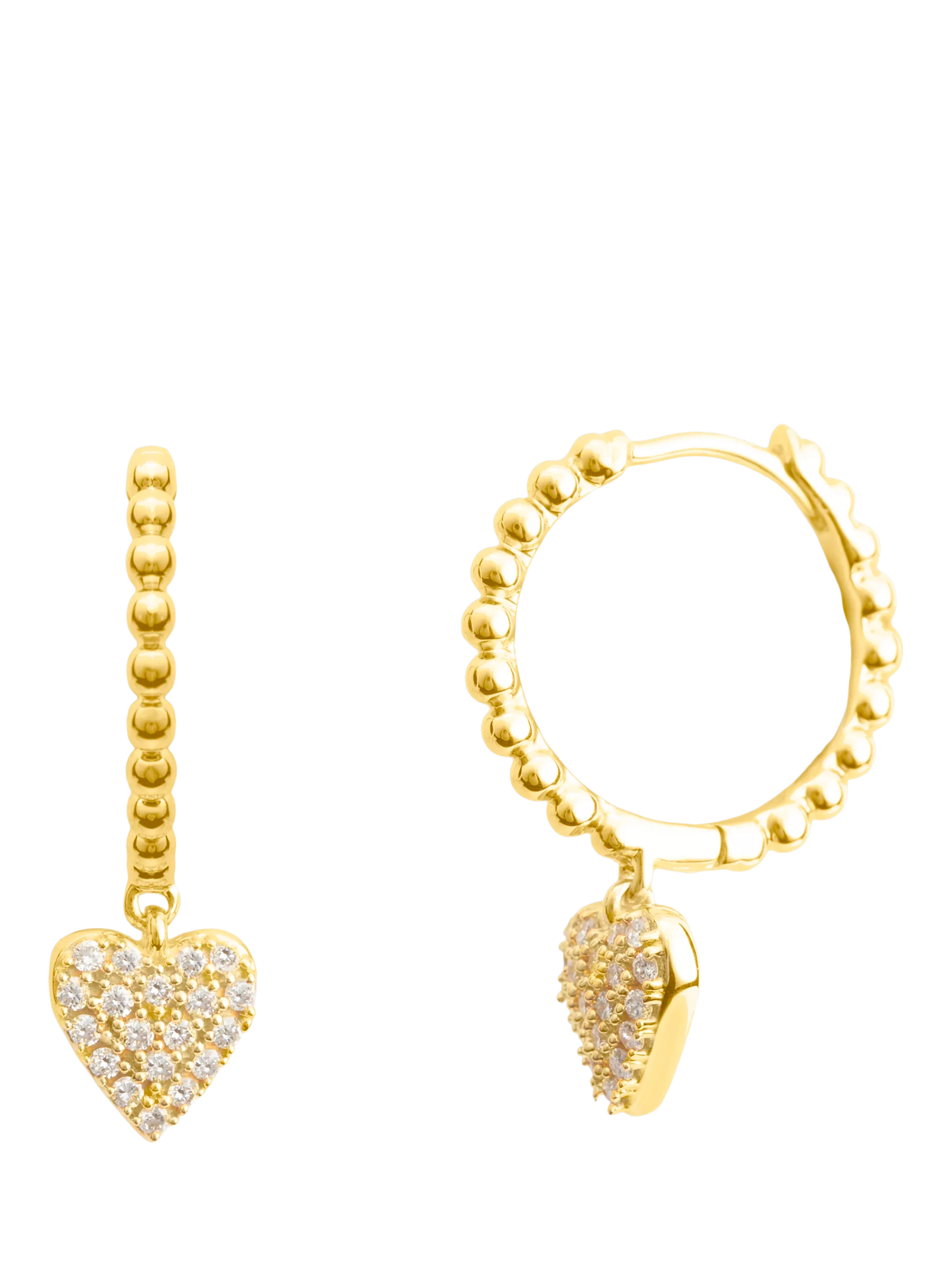 LARNAUTI pave heart bead charm earrings 0.20ct, UK version