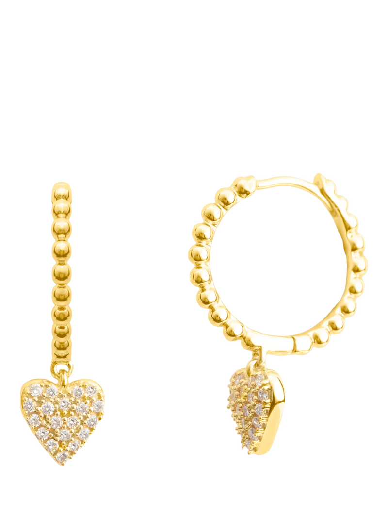 LARNAUTI pave heart bead charm earrings 0.20ct, UK version
