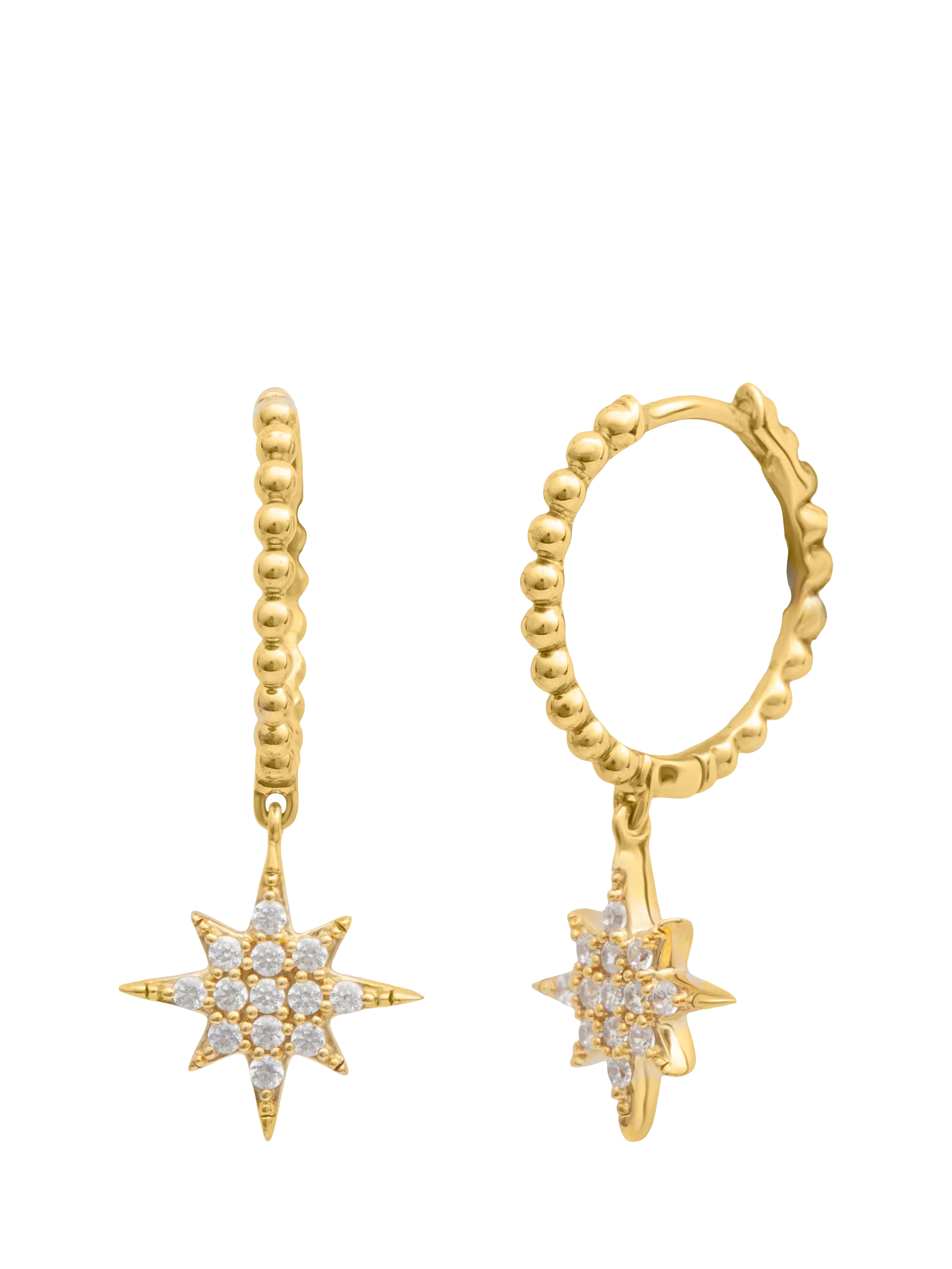 LARNAUTI 18ct vermeil 0.12ct lab grown diamond star charm hoop earrings, imported from the UK