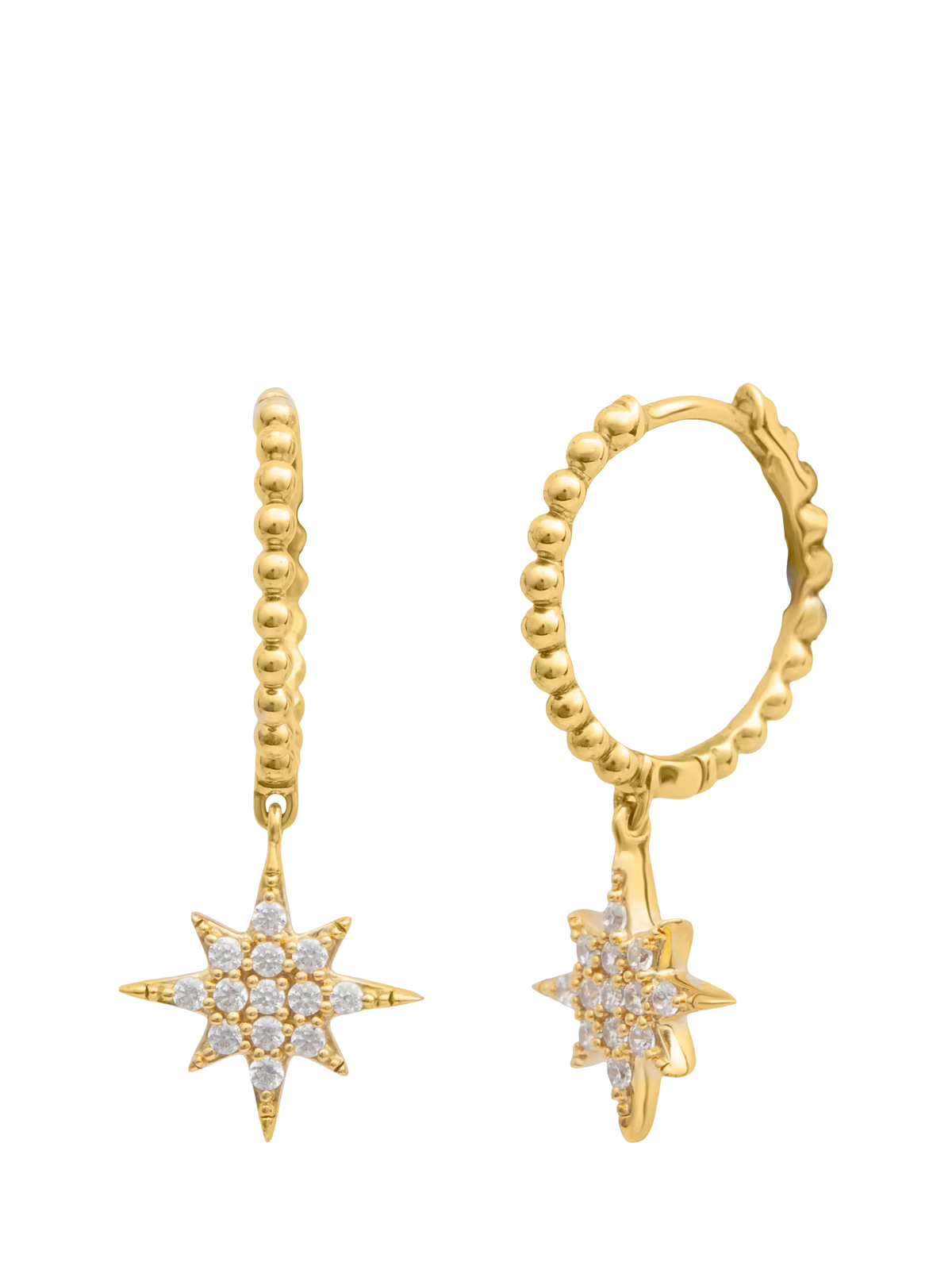 LARNAUTI 18ct vermeil 0.12ct lab grown diamond star charm hoop earrings, imported from the UK