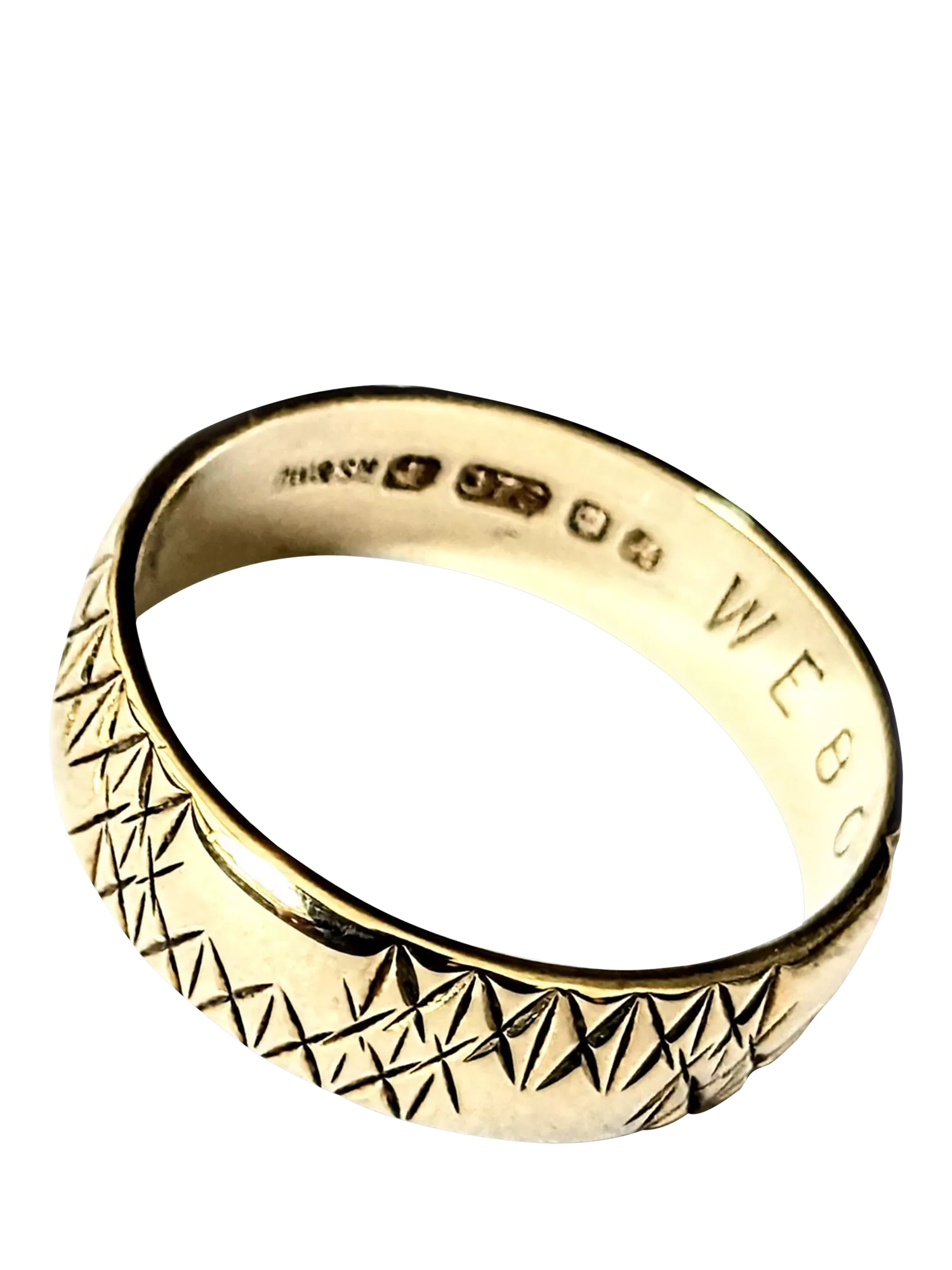 L & T Heirlooms 9ct yellow gold band ring K, imported from the UK
