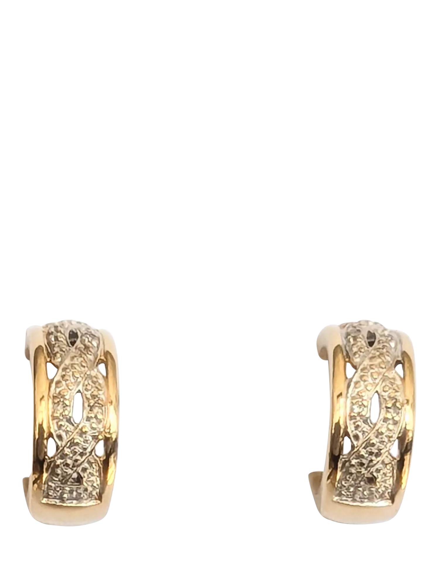 L & T Heirlooms diamond huggie earrings 9ct yellow gold (British brand)