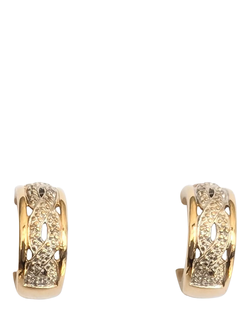 L & T Heirlooms diamond huggie earrings 9ct yellow gold (British brand)