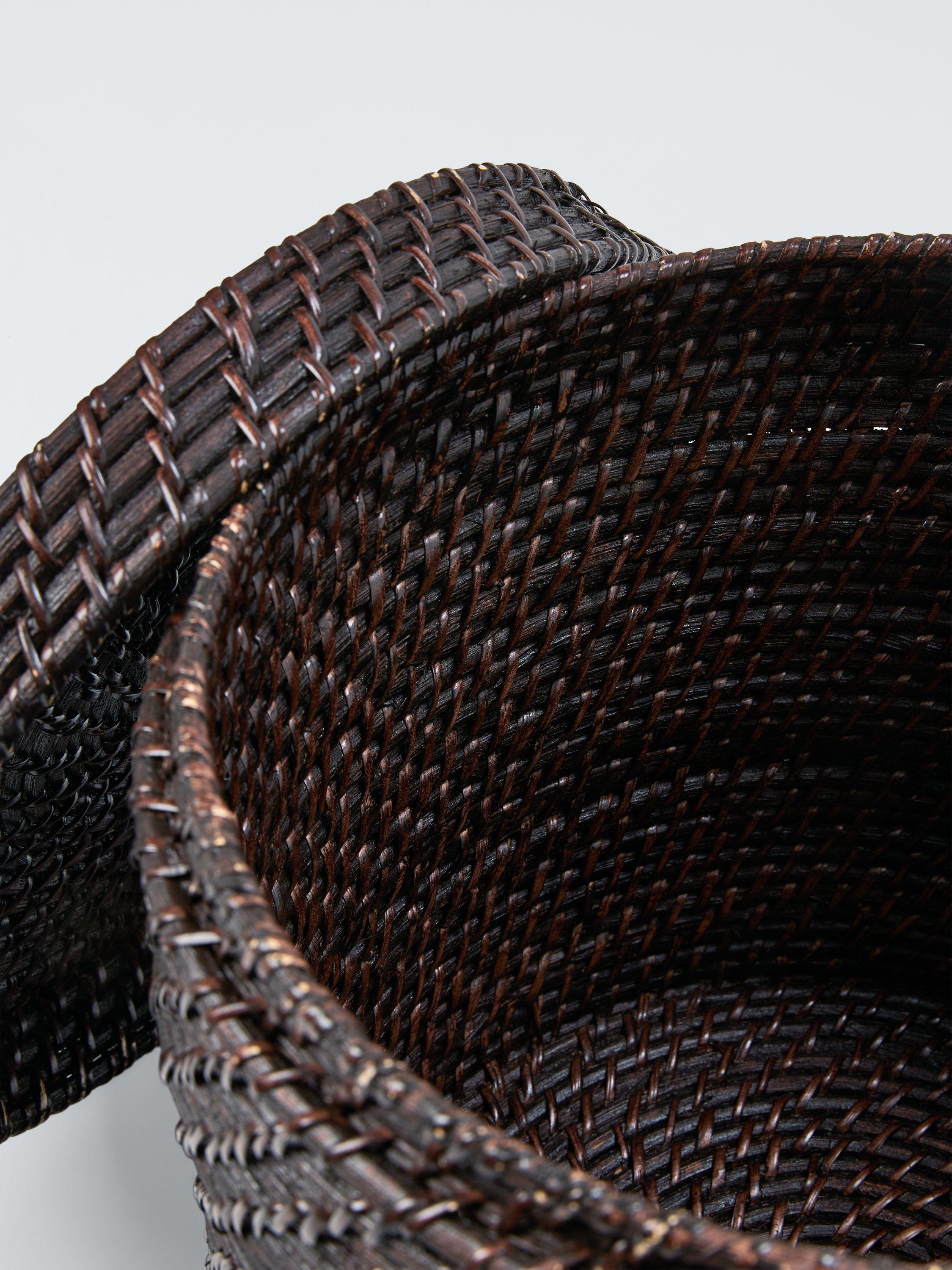 John Lewis small lidded rattan basket in cacao (British brand)