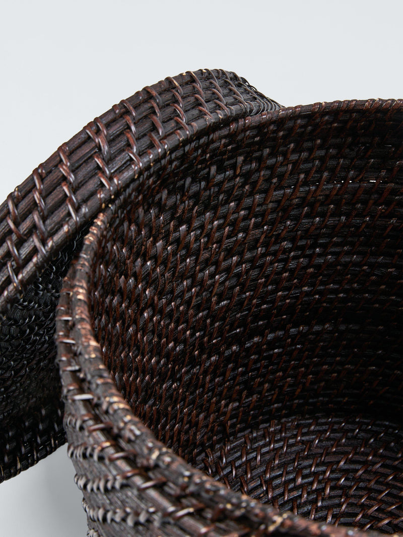 John Lewis small lidded rattan basket in cacao (British brand)
