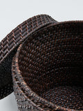John Lewis small lidded rattan basket in cacao (British brand)