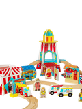 Bigjigs Toys wooden fun fair train set (British brand)
