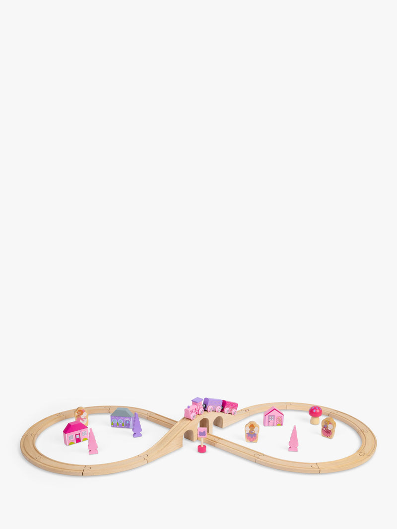 Bigjigs Toys wooden fairy pink train set 35 pieces (British brand)