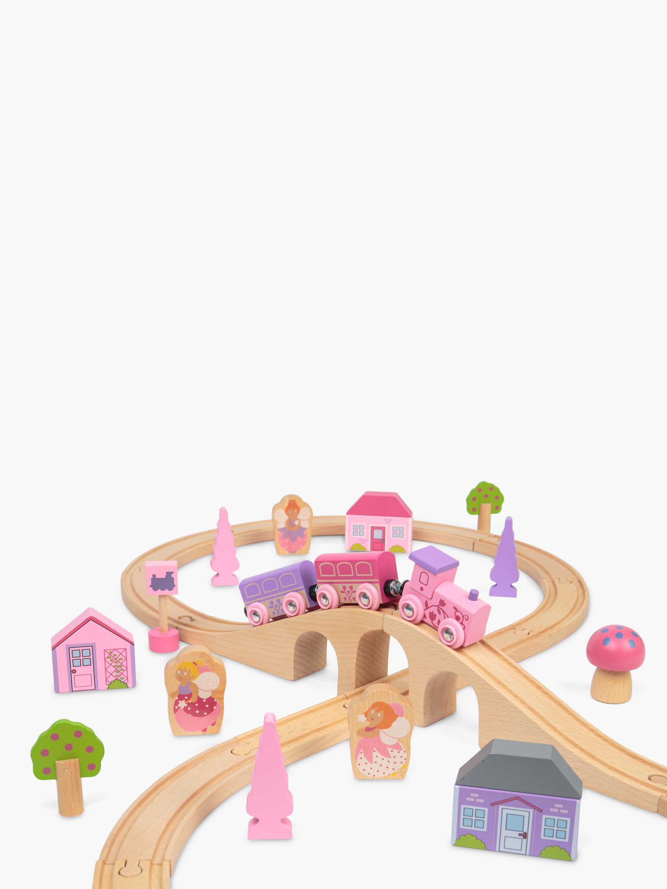 Bigjigs Toys wooden fairy pink train set 35 pieces (British brand)