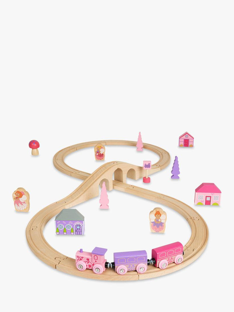 Bigjigs Toys wooden fairy pink train set 35 pieces (British brand)