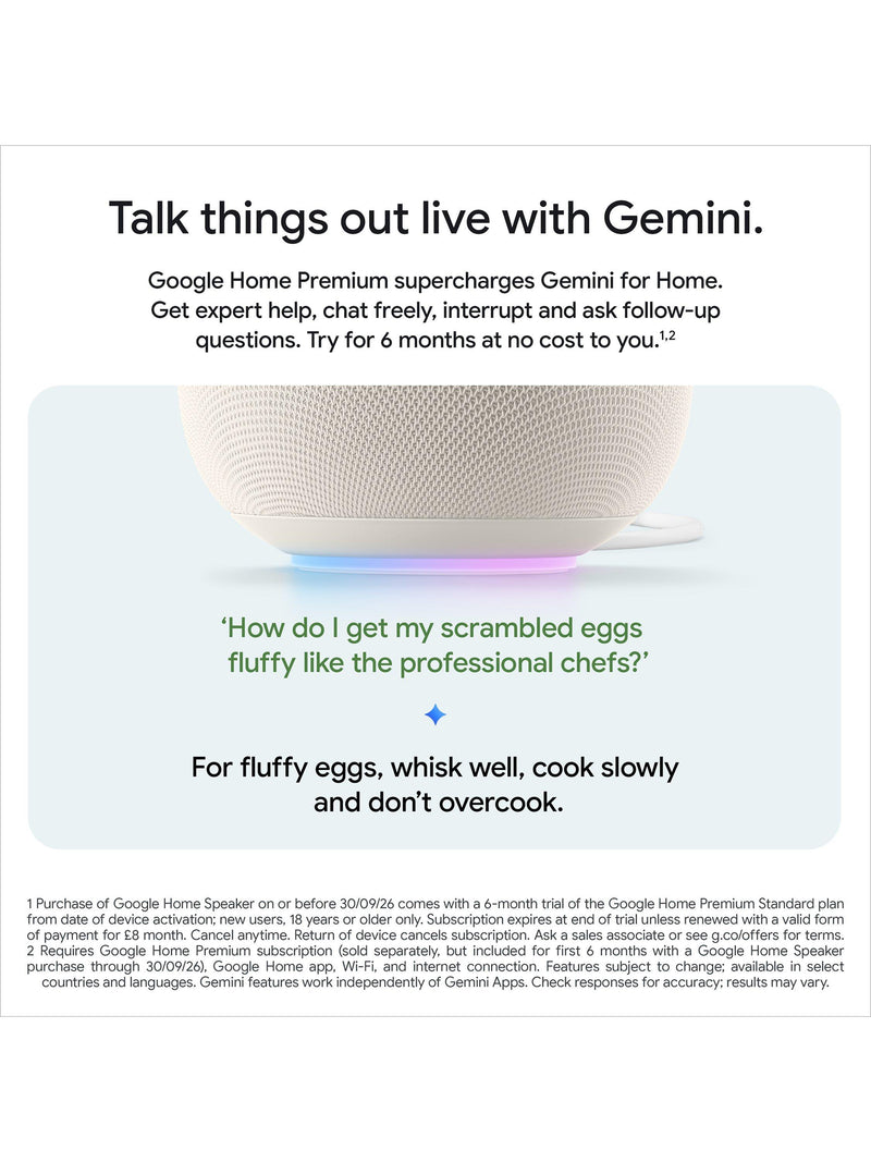 Google Home speaker with Gemini 360° sound, imported from the UK