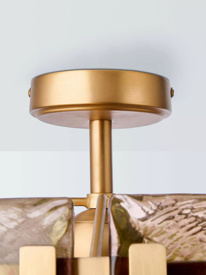 John Lewis textured glass ceiling light antique brass, imported from the UK