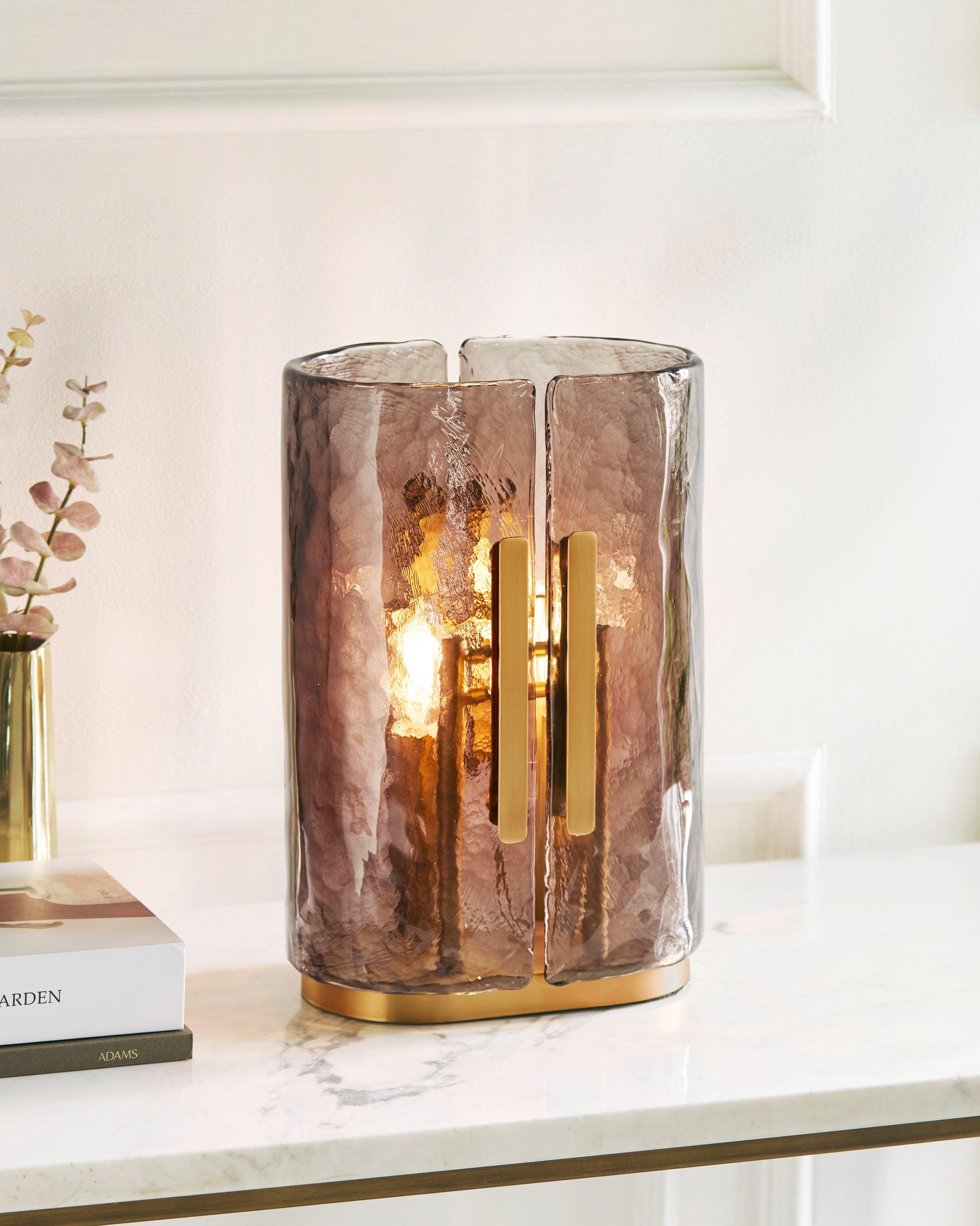 John Lewis Cadogan antique brass textured glass table lamp (British brand)