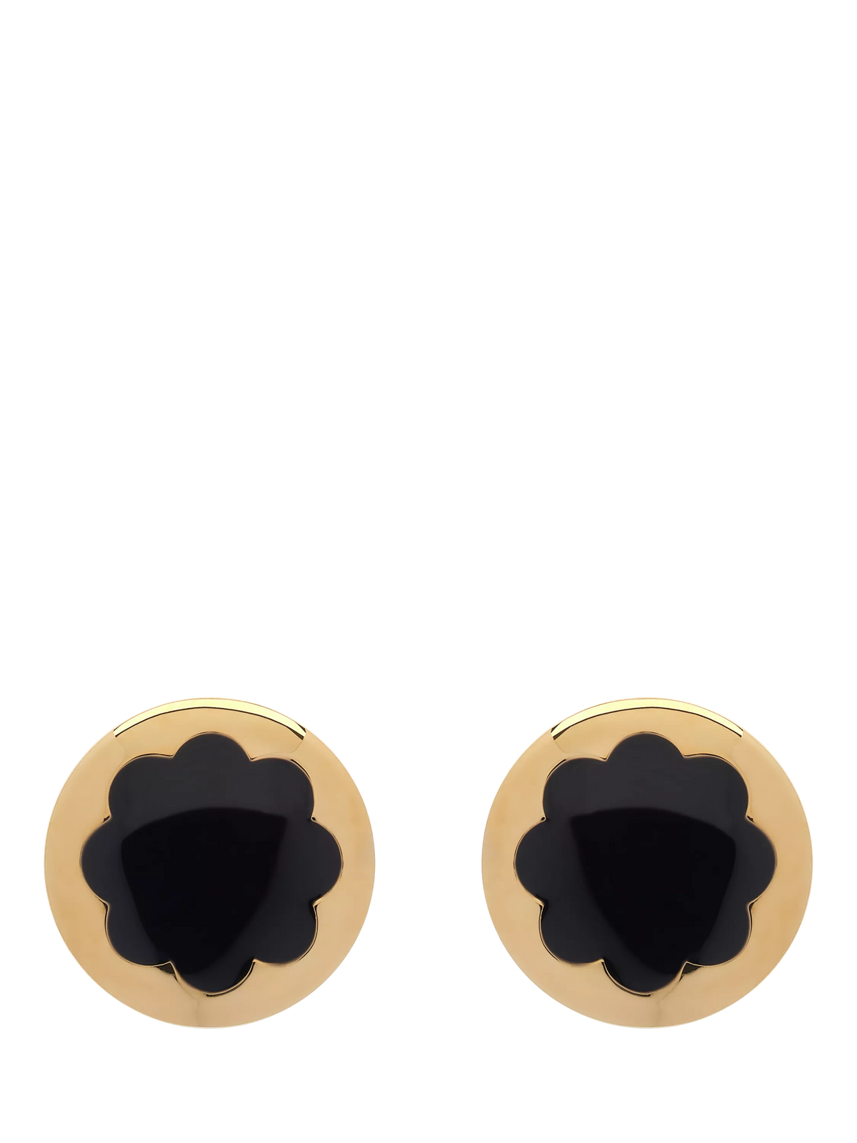 Emma Holland jet enamel flower stud earrings black, imported from the UK