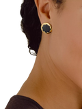 Emma Holland jet enamel flower stud earrings black, imported from the UK