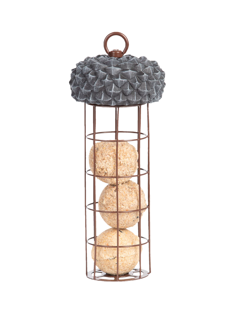 Fallen Fruits acorn suet ball bird feeder, UK version