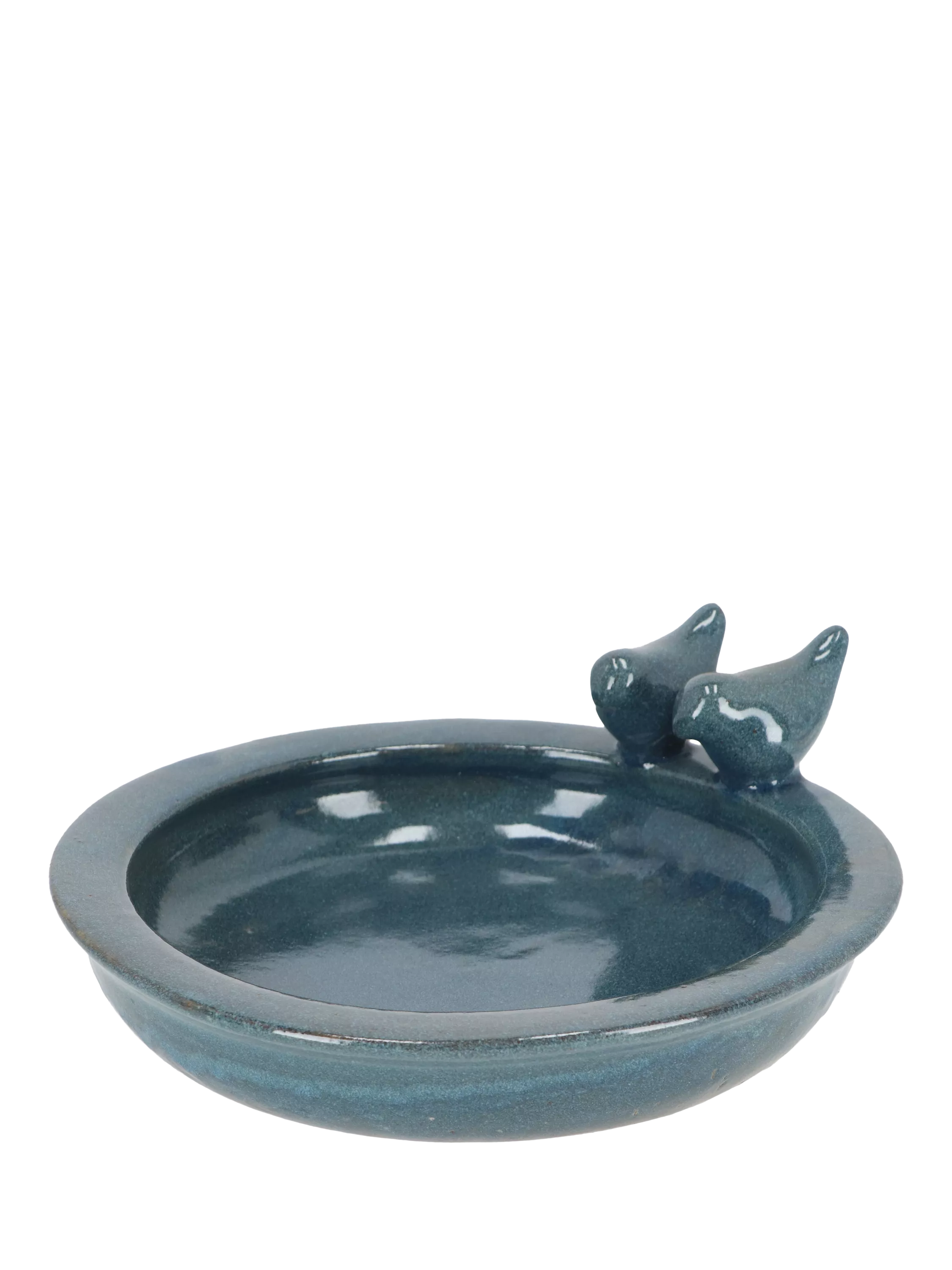 Fallen Fruits Ceramic Bird Bath, Blue