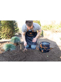 Fallen Fruits round denim garden tool bag (British brand)