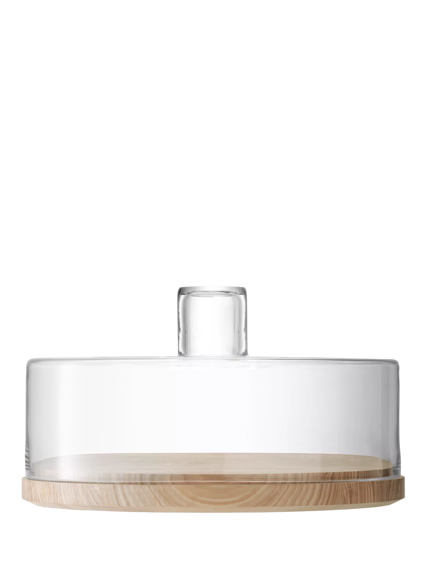LSA International Lotta glass dome on ash wood board, British product