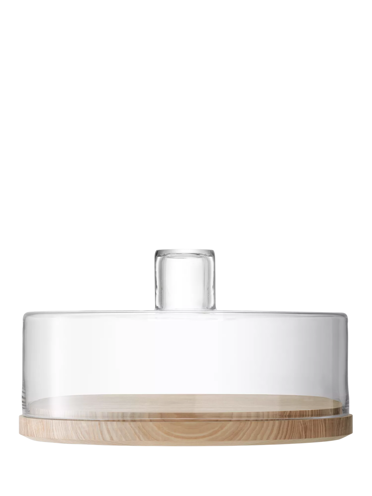 LSA International Lotta glass dome on ash wood board, British product