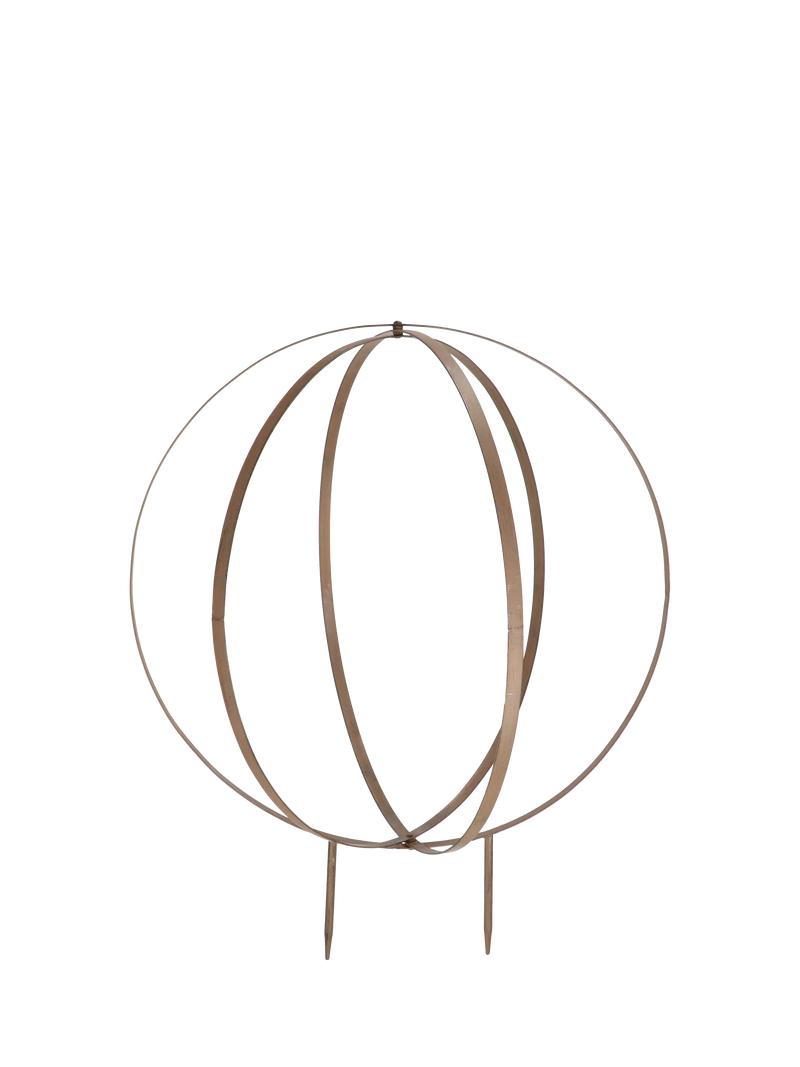 Fallen Fruits metal sphere plant support rust (British brand)