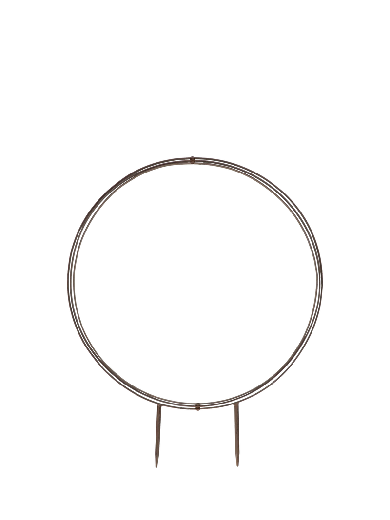 Fallen Fruits metal sphere plant support rust (British brand)