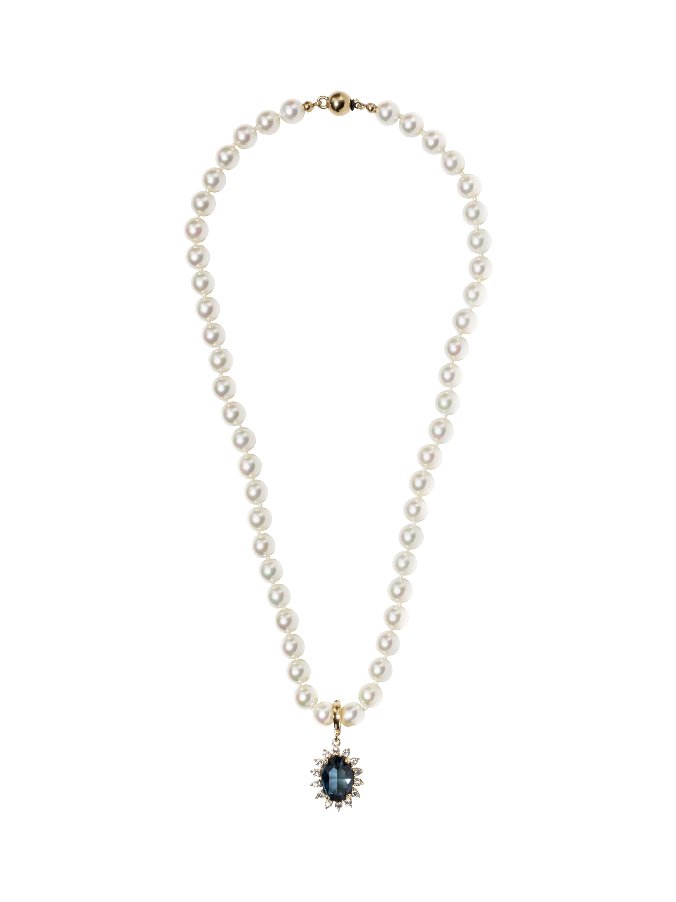 Eclectica blue crystal pendant with faux pearls (British brand)