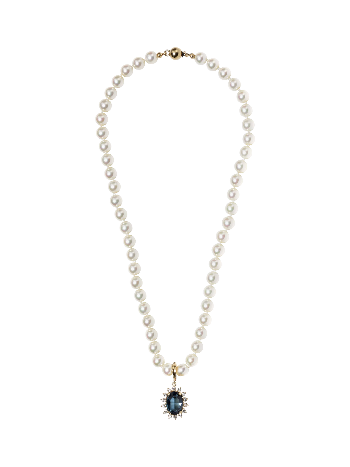 Eclectica blue crystal pendant with faux pearls (British brand)