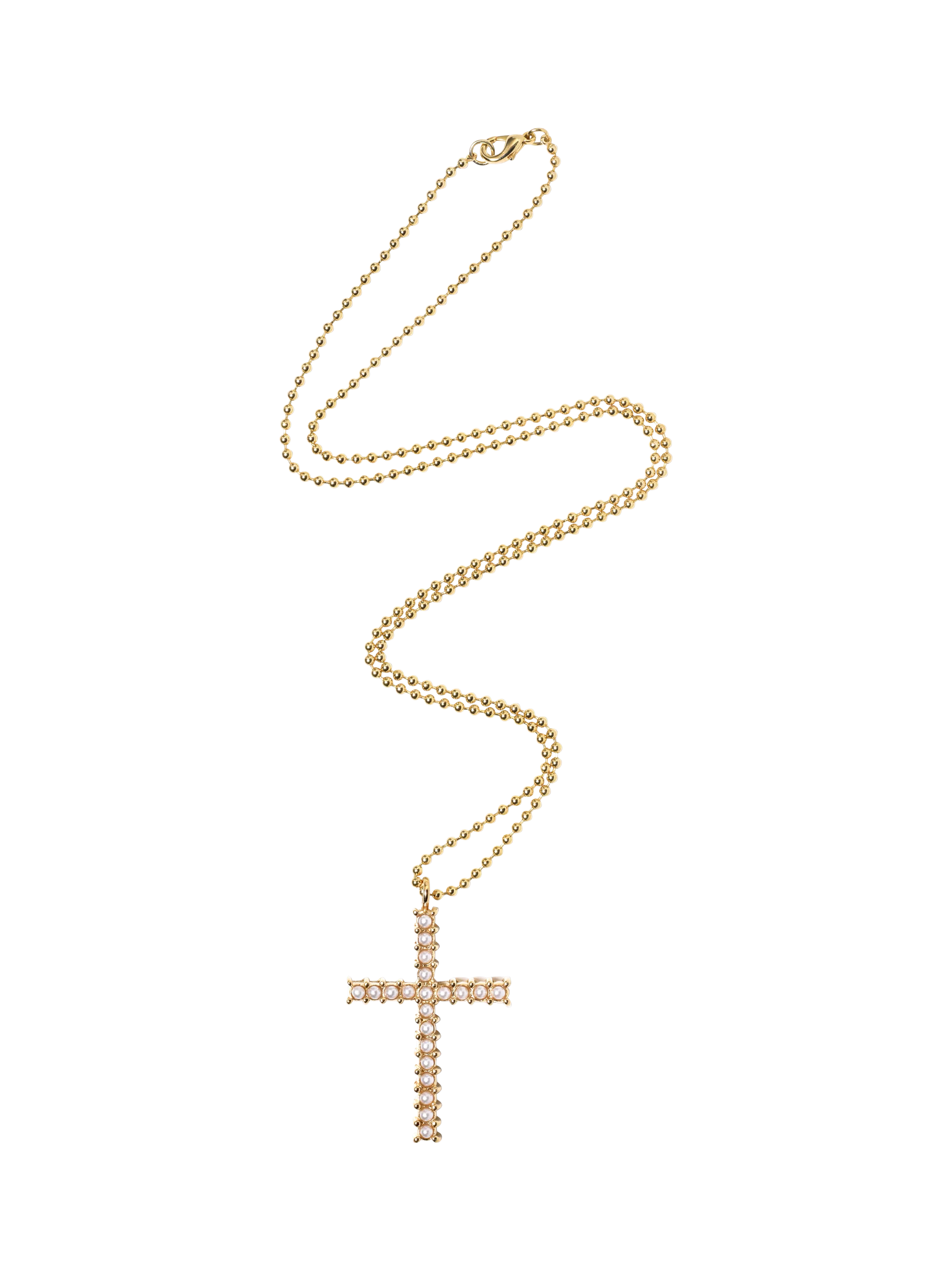 Eclectica pre-loved cross pendant with faux pearls, imported from the UK