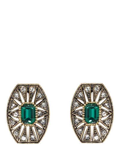 John Lewis Eclectica Pre-loved Octagon Crystal Clip On Earrings, Green- Buy online at McGrocer