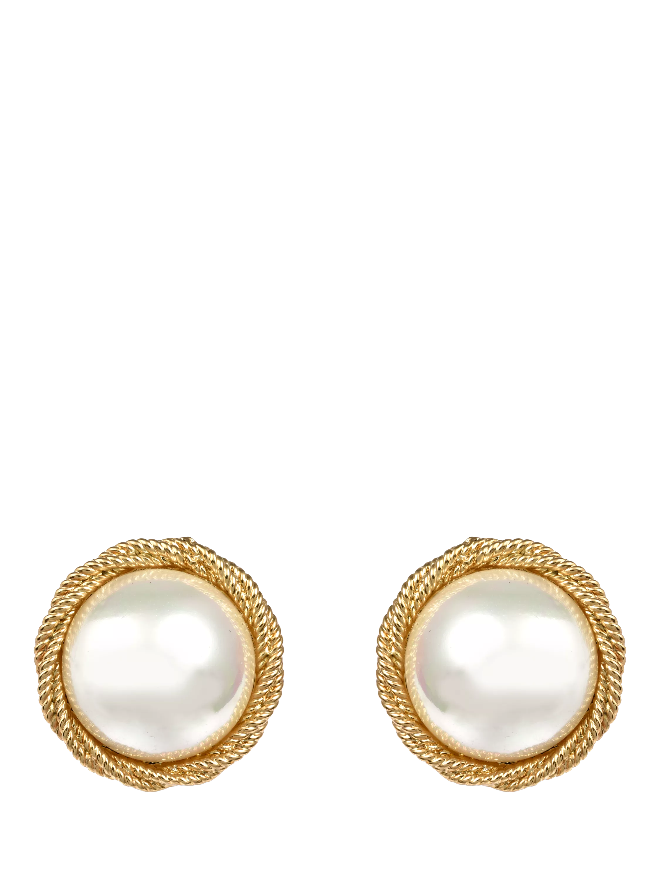 Eclectica pre-loved clip-on earrings faux pearl gold plate vintage, UK version