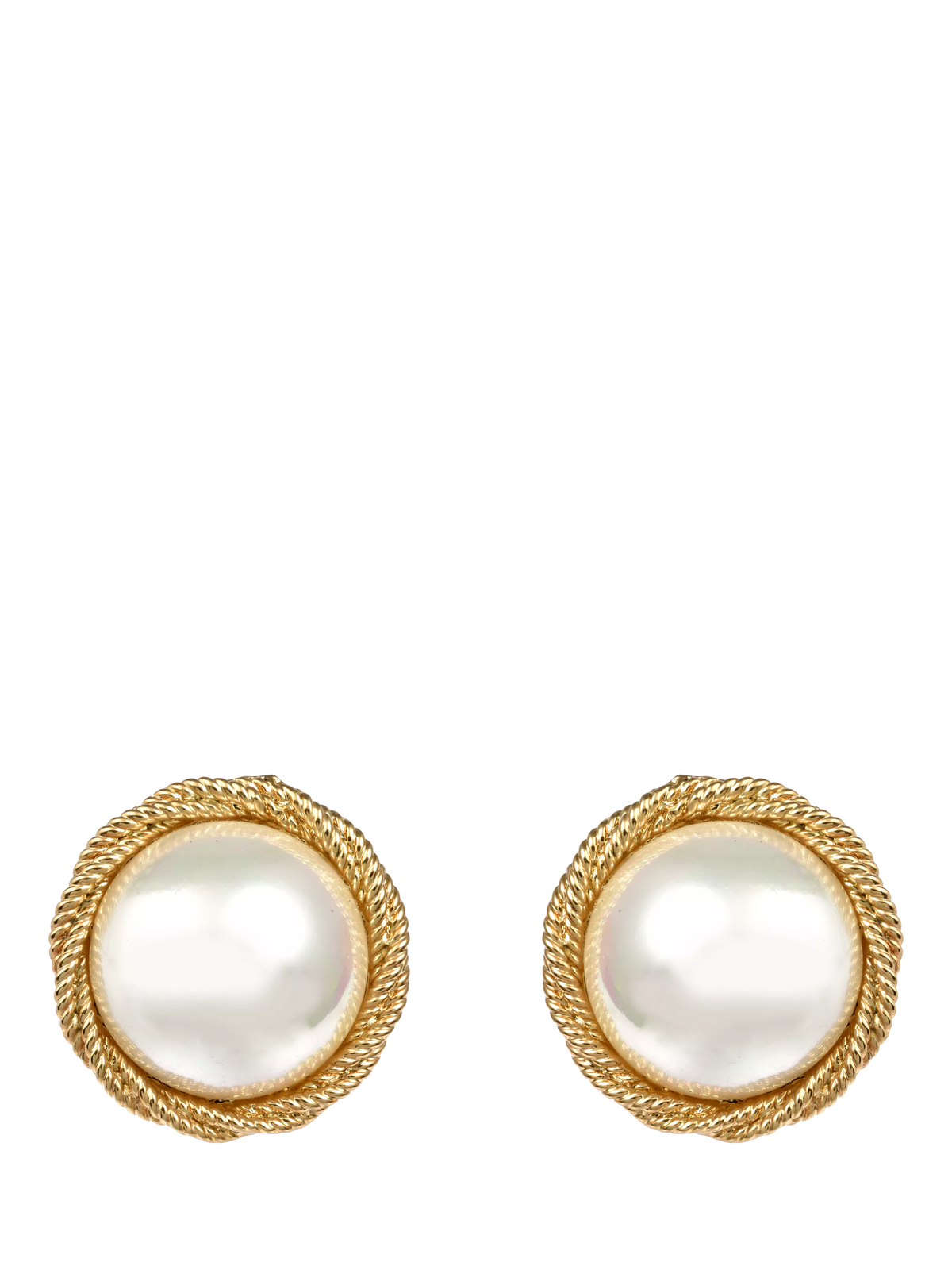 Eclectica pre-loved clip-on earrings faux pearl gold plate vintage, UK version
