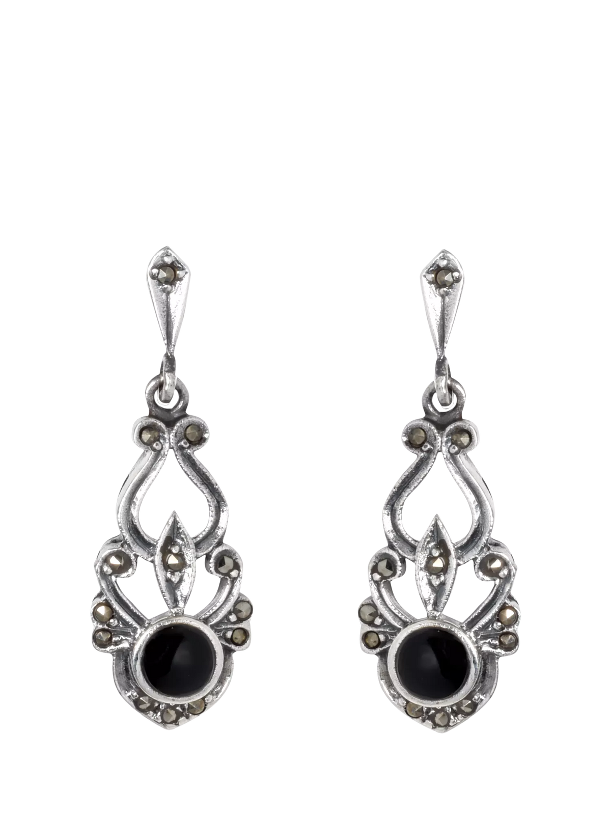 Eclectica onyx drop earrings sterling silver imported from the UK