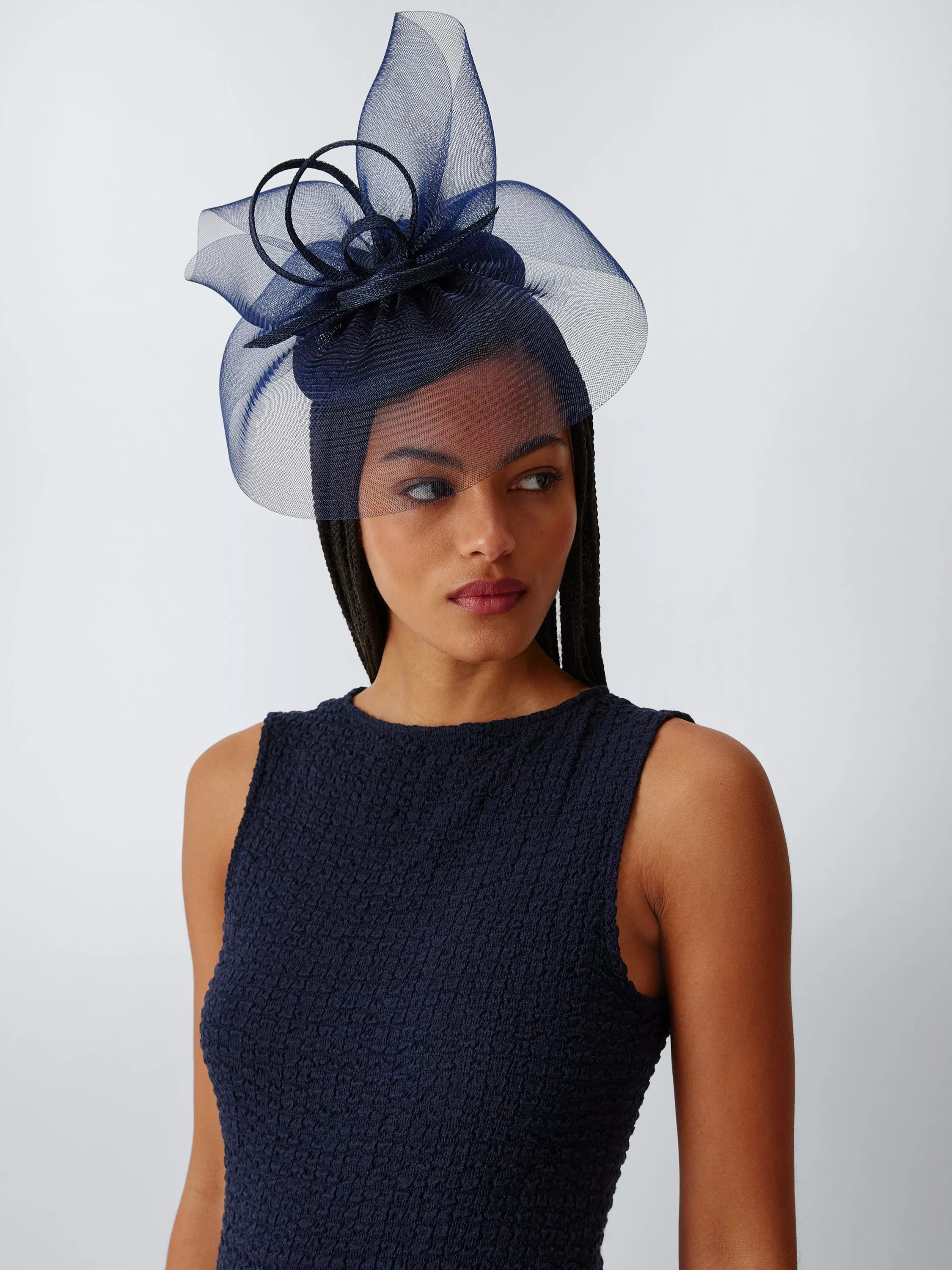 John Lewis Gabrielle Beret Fascinator, Navy