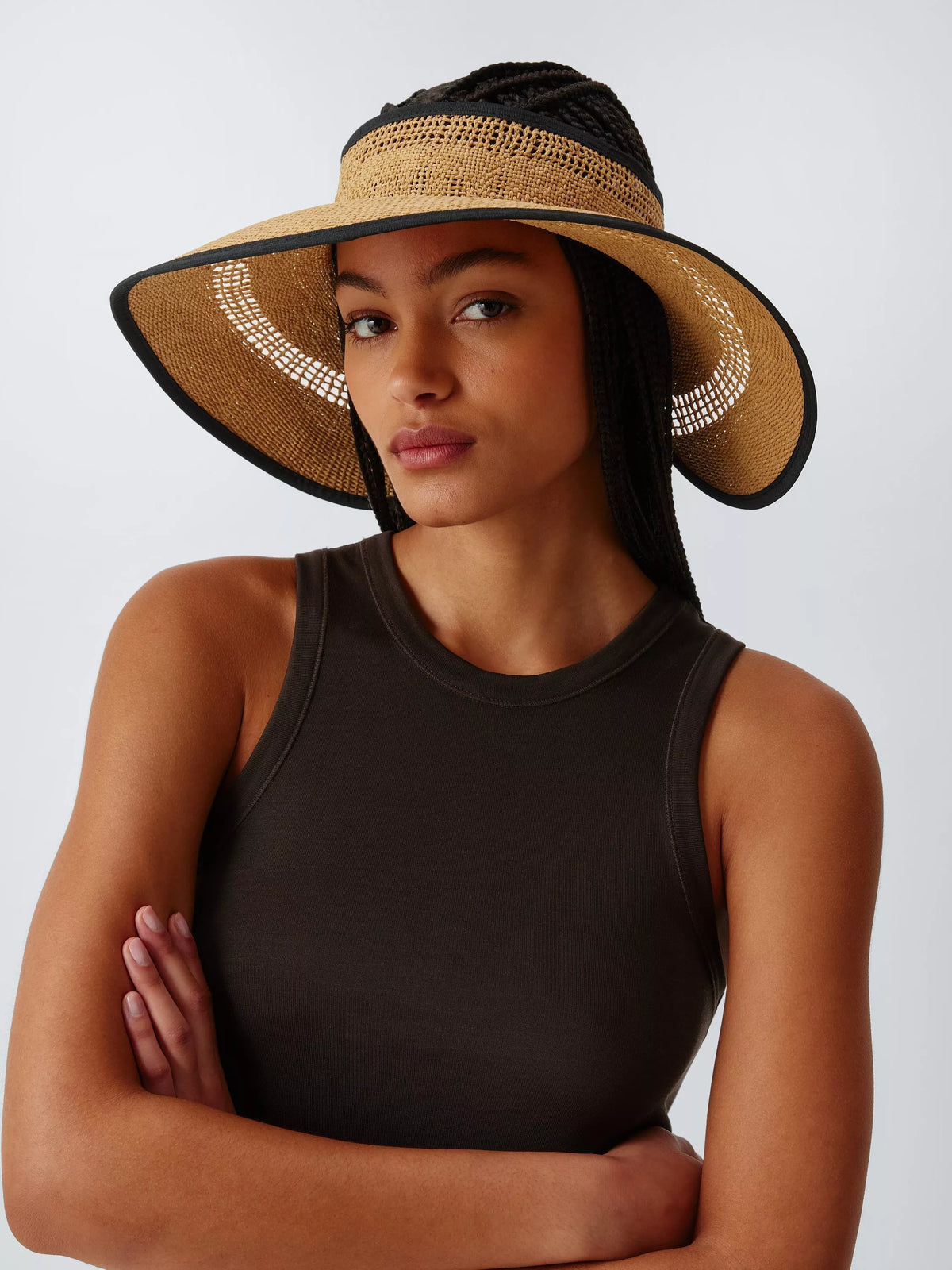 John Lewis Wide Brim Visor, Natural