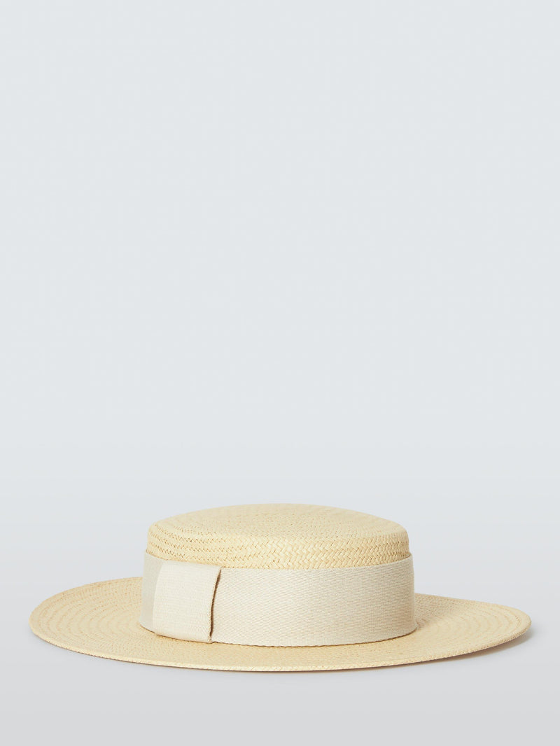 John Lewis boater hat natural straw with wide band, UK version