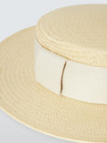 John Lewis boater hat natural straw with wide band, UK version
