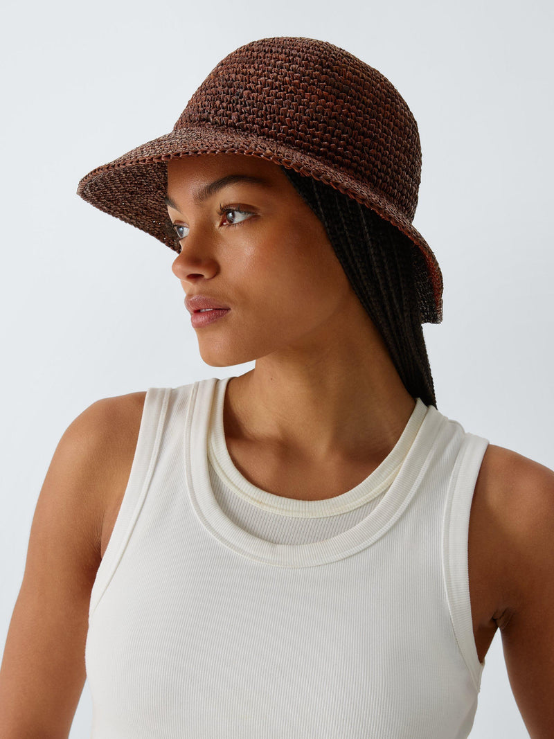John Lewis raffia bucket hat chocolate - British product