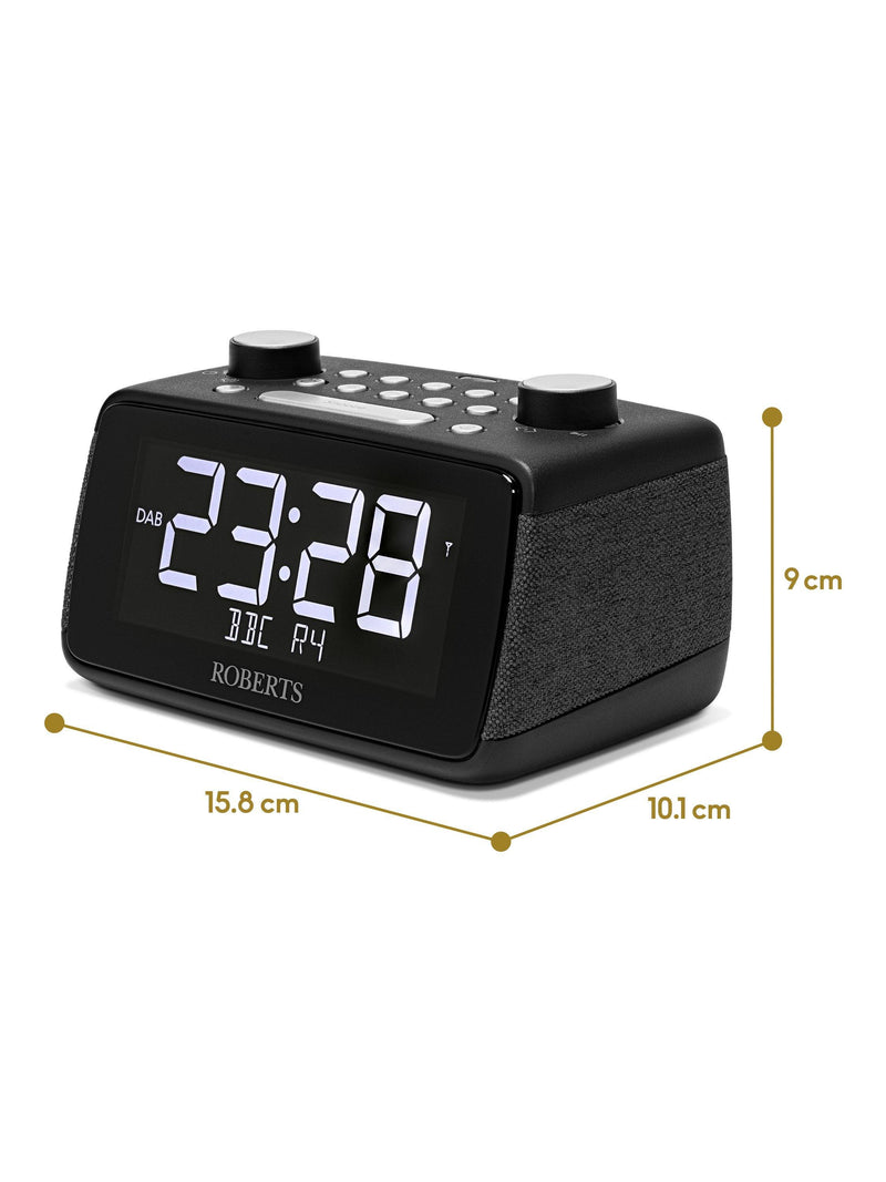 Roberts digital alarm clock radio black compact (British brand)