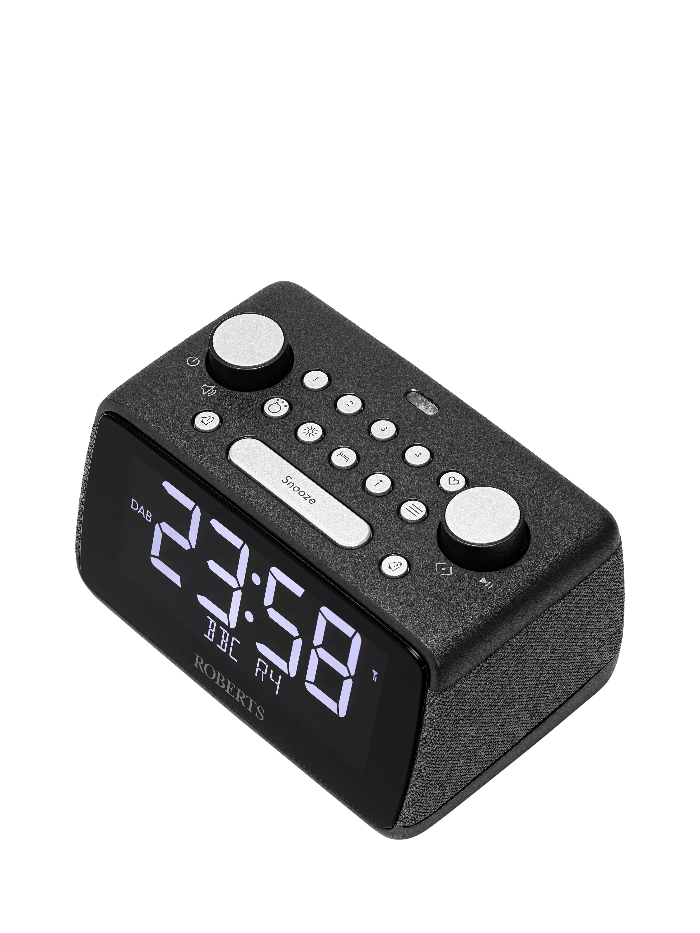 Roberts digital alarm clock radio black compact (British brand)