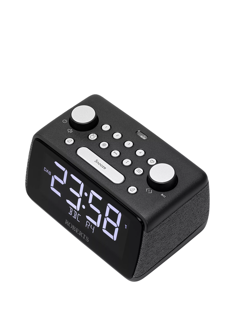 Roberts digital alarm clock radio black compact (British brand)
